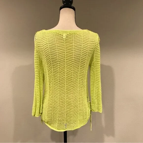 Chico’s lime color open knit sweater - Picture 6 of 12